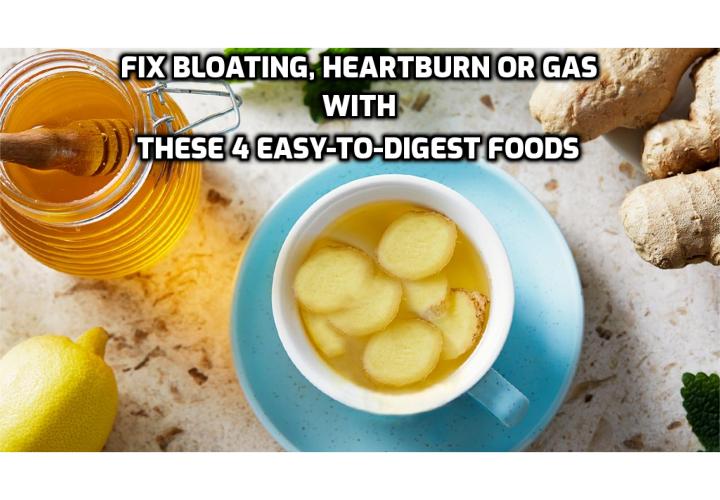 Fix bloating, heartburn or gas with these 4 easy-to-digest foods. The following foods are easy on your digestive system and are packed with nourishing ingredients too. Here’s what to eat when you’re experiencing tummy trouble – and the gas-causing foods to avoid.