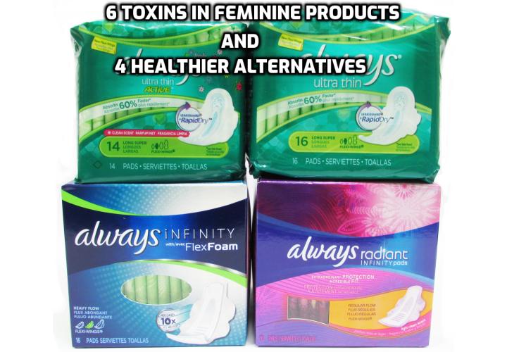 Why should we be worried about toxic exposure from feminine products? Most women figure that they only use pads and tampons for just a few days every month, but when you add that up over three decades of reproductive years? That’s anywhere from 2,000 to 4,000 days of a woman’s life.  Here are 6 toxins in feminine products and 4 healthier alternatives.